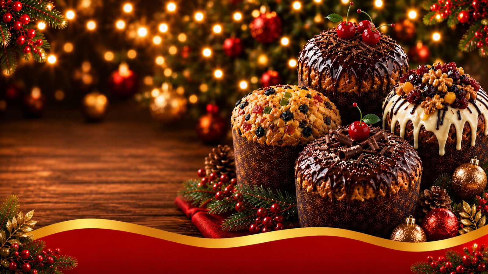 Elaboração de Panetones de Frutas, de Chocolate, Trufados e Decorados - NATAL